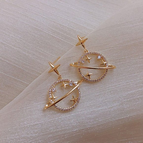 Korean Style Trendy Dangle Earrings - Planet - Picture 1 of 3